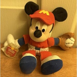 VTG Star Bean Home-run Mickey Mouse Bean Bag Plush Dolls Baseball 8"  With Tags!
